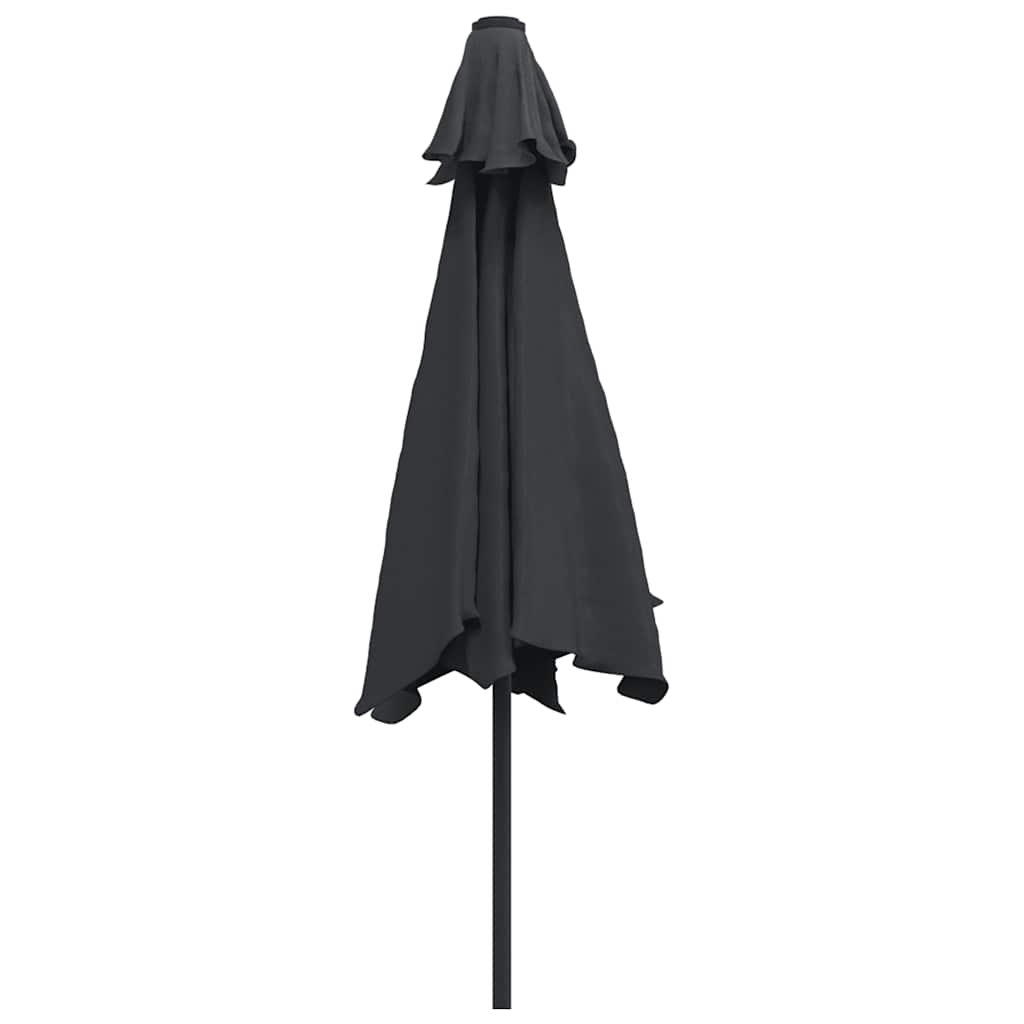 vidaXL Sonnenschirm mit LED-Leuchten und Stahlmast 300 cm Schwarz