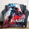 Captain America In Dynamic Pose With Shield And Stars Background Throw Customizable Blanket Personalized Name Ultrasoft Versatile For Sofa Couch