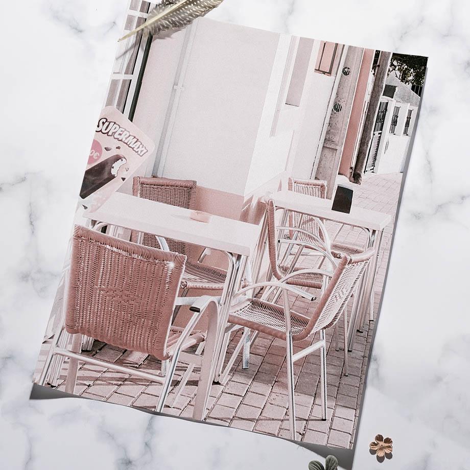 Розовый город, цветок, велосипед, кофейня, комната для девочки, плакаты на скандинавскую тему и принты, настенная живопись на холсте, настенные панно для гостиной, бара