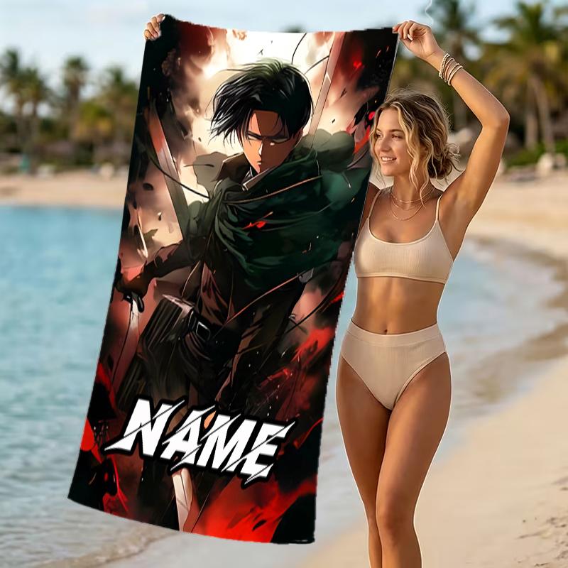 Customizable personalized beach towels Attack on Titan themed designs.Suitable for the beach, yoga, sports;ideal as beach accessories
