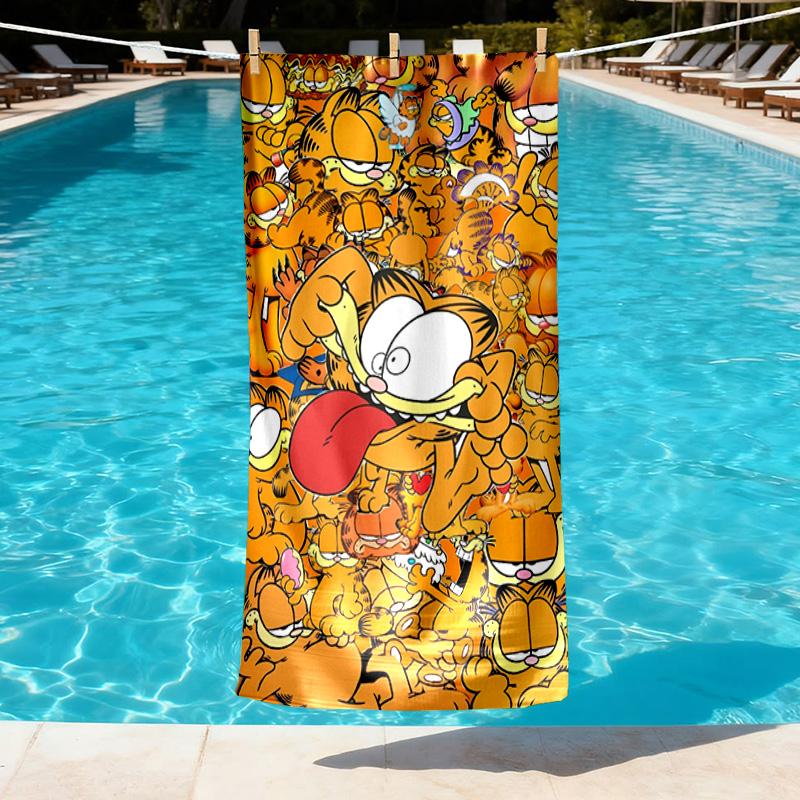 Garfield Print Beach Towel Design, Soft, Lightweight. for Home Bathroom, Spa, Pool, Yoga, Surfing, Camping, Gift for Family, Friend