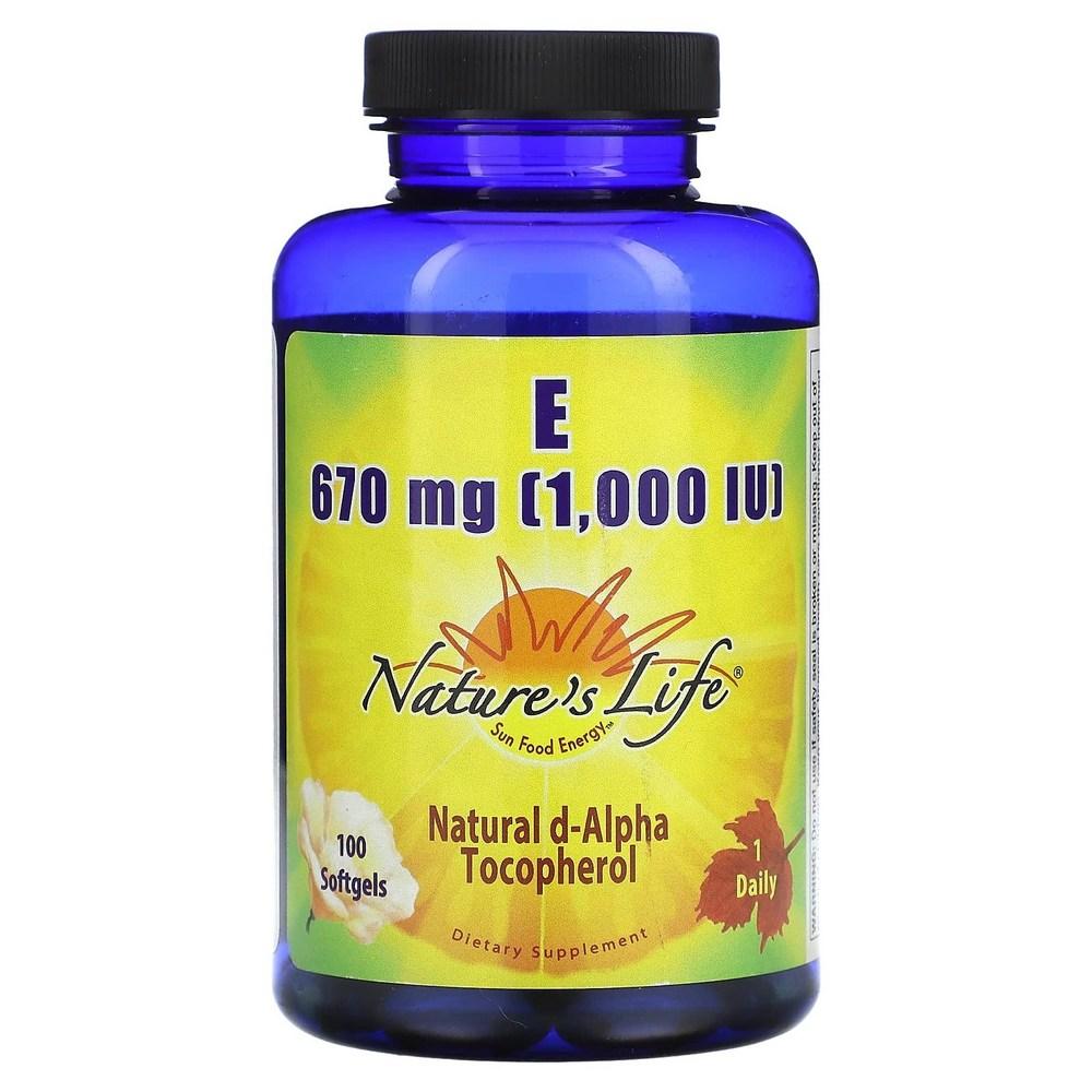 Nature's Life Vitamin E 670mg 1,000IU Softgels 100 Tablets NLI-00210 1 pcs