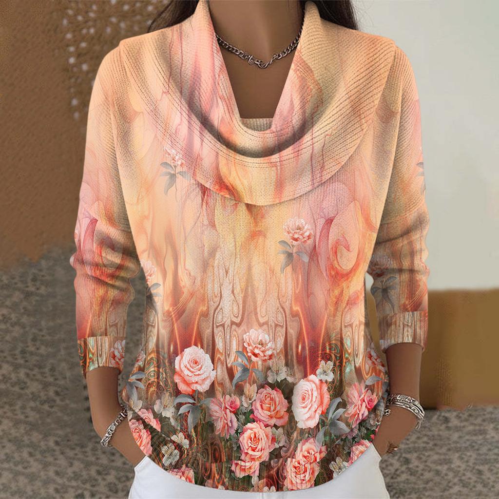 Женский повседневный и модный свитер с круглым вырезом, длинными рукавами и принтом