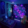 Black Light Tapestry UV Reactive Psychedelic Mandala Wall Hanging for Bedroom Dorm Individual Room Decoration