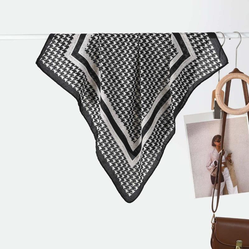 New Women's Temperament Small Square Scarf Decorative Scarf Velvet Small Silk Scarf New Autumn and Winter Warm Scarf