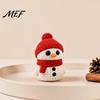 Festive Snowman Decor 3D Printed Knitted Figurine, Christmas Statue with Red Knit Home Hat and Scarf, Mini Sculpture for Holiday Desk Decoration
