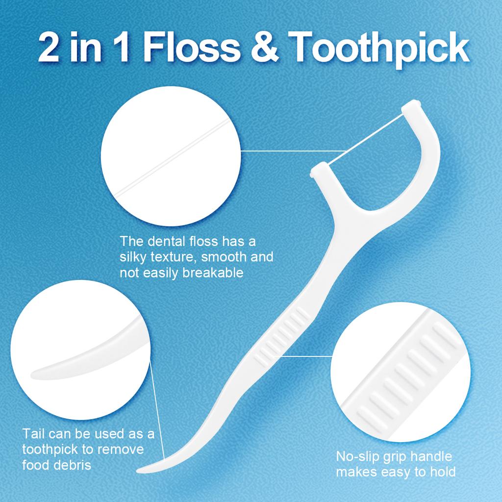 600 Pieces, 300 Pieces - Fine Sliding Dental Floss Stick, Equipped with Convenient Dental Floss Box