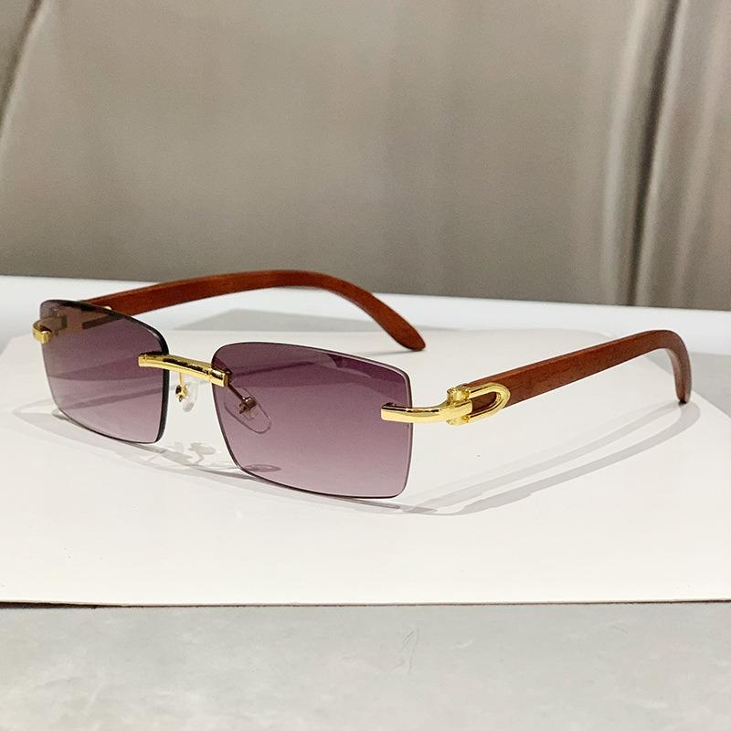 Brand Designer Small Rectangle Rimless Sunglasses for Men Women Trendy Driving Sun Glasses Ladies Travel Eyewear UV400