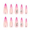 Женские очень длинные заостренные ногти, французские розово-красные градиентные ногти(Клей 2мл)
