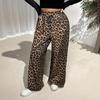 Street Casual Straight Leg Pants Fashion All-in-one Leopard Print Plus-size Pants