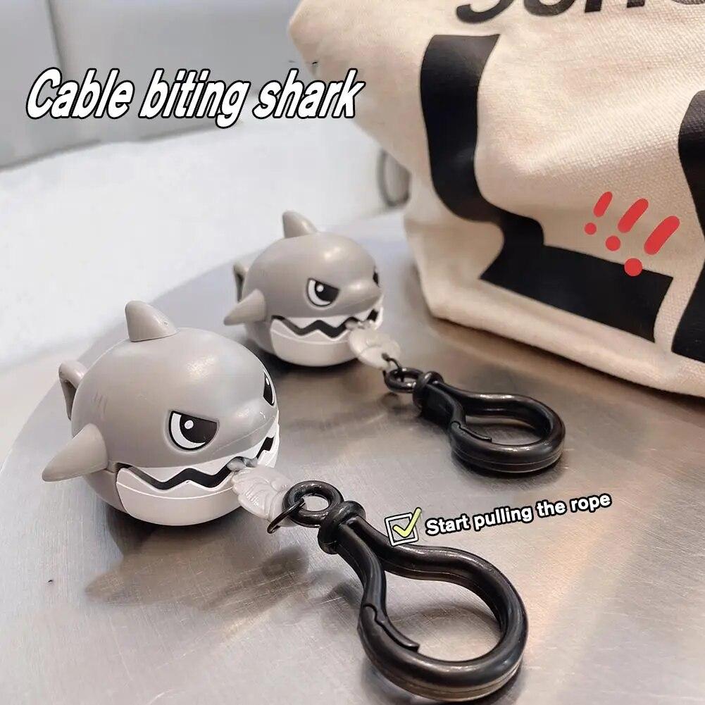 Pull Line Shark Keychain Pendant Keychain Simulation Removable Mouth Shark ABS Keychain Toy