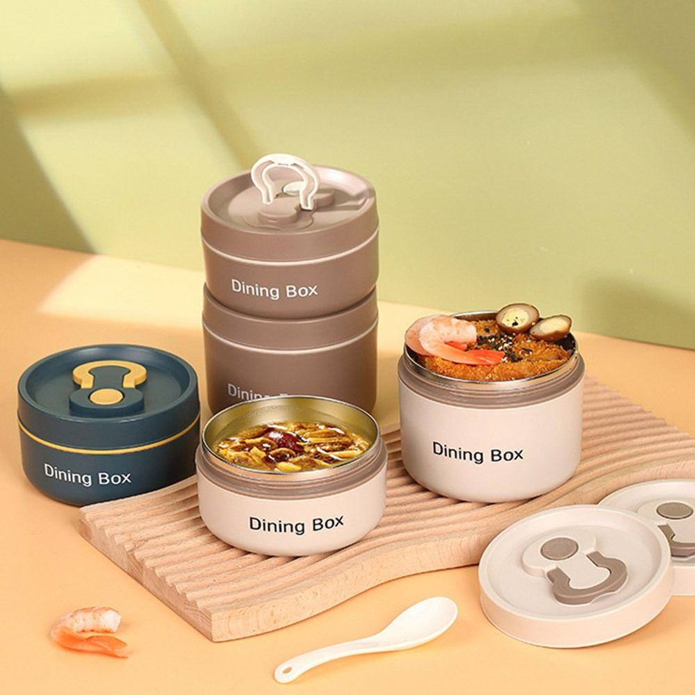 Stainless Steel Soup Bowl Round Dining Box Portable Insulated Food Container Dining Out