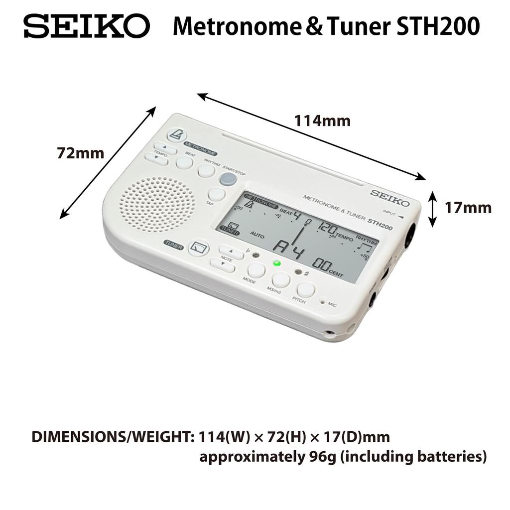 Seiko Метроном Тюнер Белый с Микрофоном-Датчиком Специальный Комплект STH200WHSP & (Набор из 2 предметов)