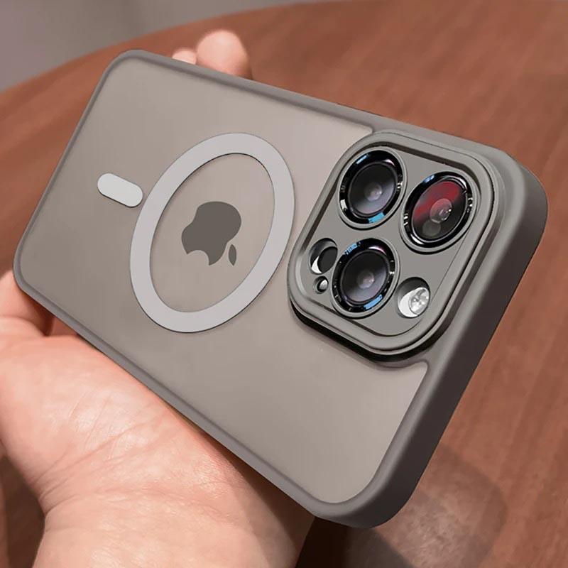 Полупрозрачный Магнитный Беспроводной Чехол для Зарядки для iPhone 16 15 14 13 12 11 Pro Max Plus Матовый Magsafe Защита Объектива Жесткая Задняя Крышка