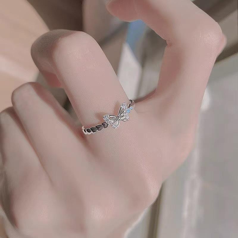 New Product Simple Butterfly Ring Women's Niche Pastoral Design Light Luxury Versatile Index Finger Plain Ring Open Ring