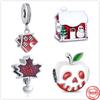 Стерлингового Серебра Санта-Клауса Дом Яблока Подвески Подвеска Из Бисера Подходит Браслет-Подвеска В Оригинальных Серебряных Ювелирных Изделиях 925 Рождественские Подарки