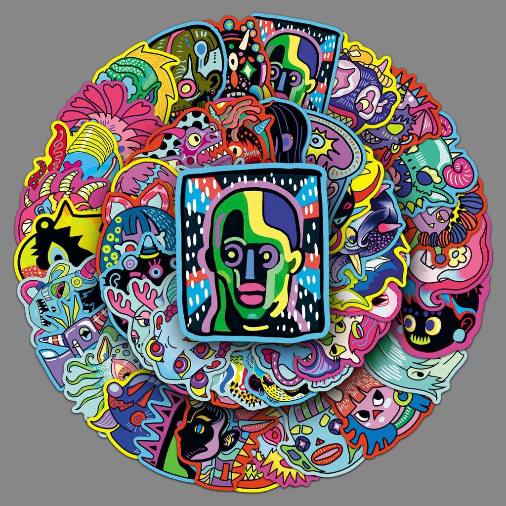 50 Original Bizarre Person Stickers, Horror Halloween Creative Waterproof Decoration Phone Case Planner Stickers