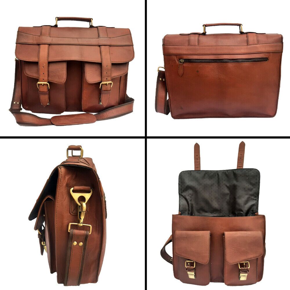 Новый винтажный портфель-портфель из мягкой кожи, сумка через плечо для ноутбука