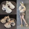 Папины кроссовки весна новые толстоподошвенные внутренняя высота 8 см звезда такие же повседневные универсальные модные стиль шнуровка женские