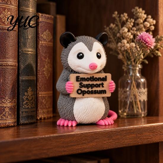 Opossum Collectible Figure Emotional Support Figurine, 3D Printed Statue, Tabletop Figurine Animal Sculpture for Home Office Desktop Decoration Shaped
