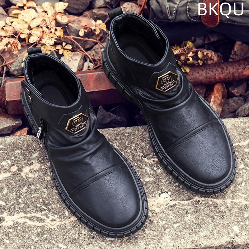 Трендовые мужские ботинки для инструментов в британском стиле с толстой подошвой и круглым носком, удобные модные, пригодные для носки, на открытом воздухе, повседневные, нескользящие, трендовые, большой размер