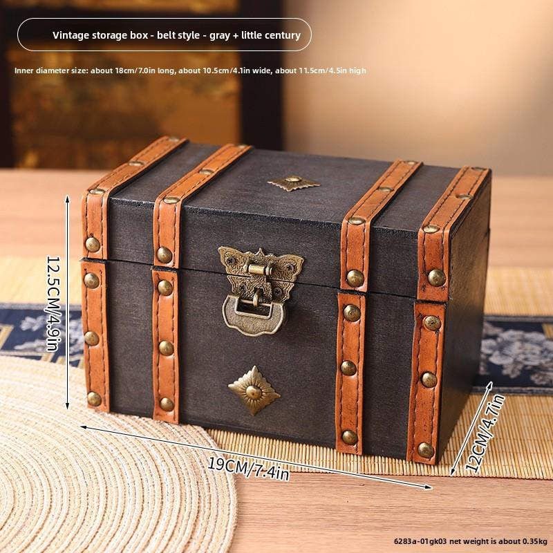 Vintage Wooden Jewelry Organizer With Flip Cover For Home Storage And Decor