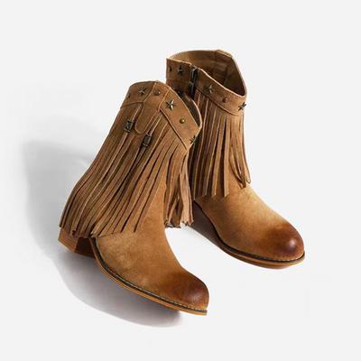 Новые ретро ботинки Мартин женские ботинки средний каблук боковая молния ковбойские рыцарские ботинки бахрома заклепки мягкая подошва не устают ноги