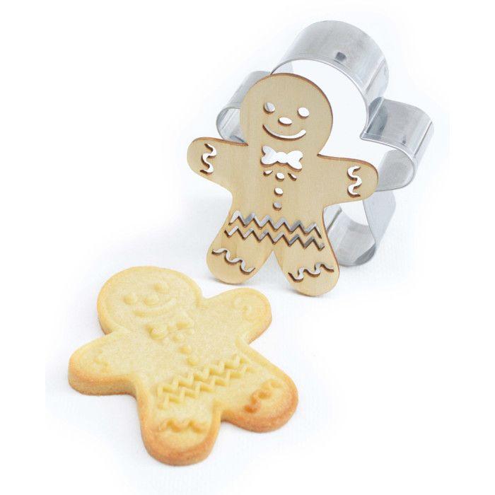 Wooden Cookie Cutter and Embosser Kit - SCRAPCOOKING - Ginger Shape (gingerbread Man)