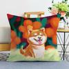 Cartoon Shiba Inu Print Decorative Pillowcase Bedroom Living Room Square Cushion Pillowcase
