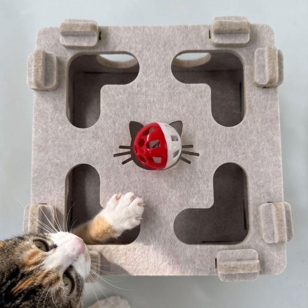 Bite Resistant Cat Maze Play Box Felt Cat Teaser Box Detachable Interactive Cat Toy Kitten
