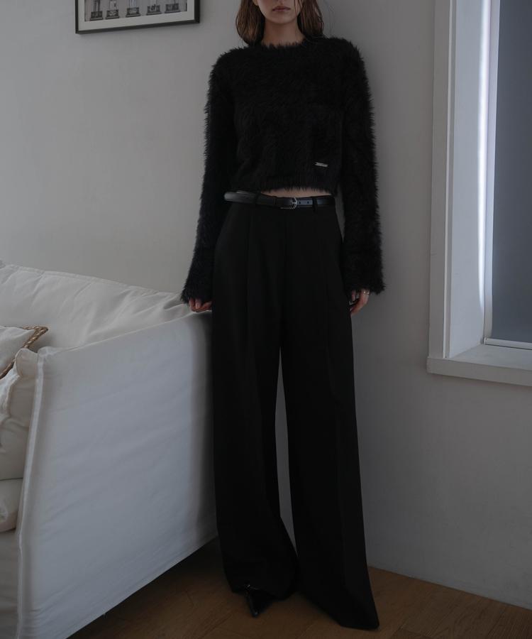 DEHEVE Hairy Flare Sleeve Knit [Black]