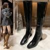 Women Fashion Platform Knee High Boots Autumn New Patent Leather Side Zipper Long Boots Woman Black High Heel Knight Botas Mujer