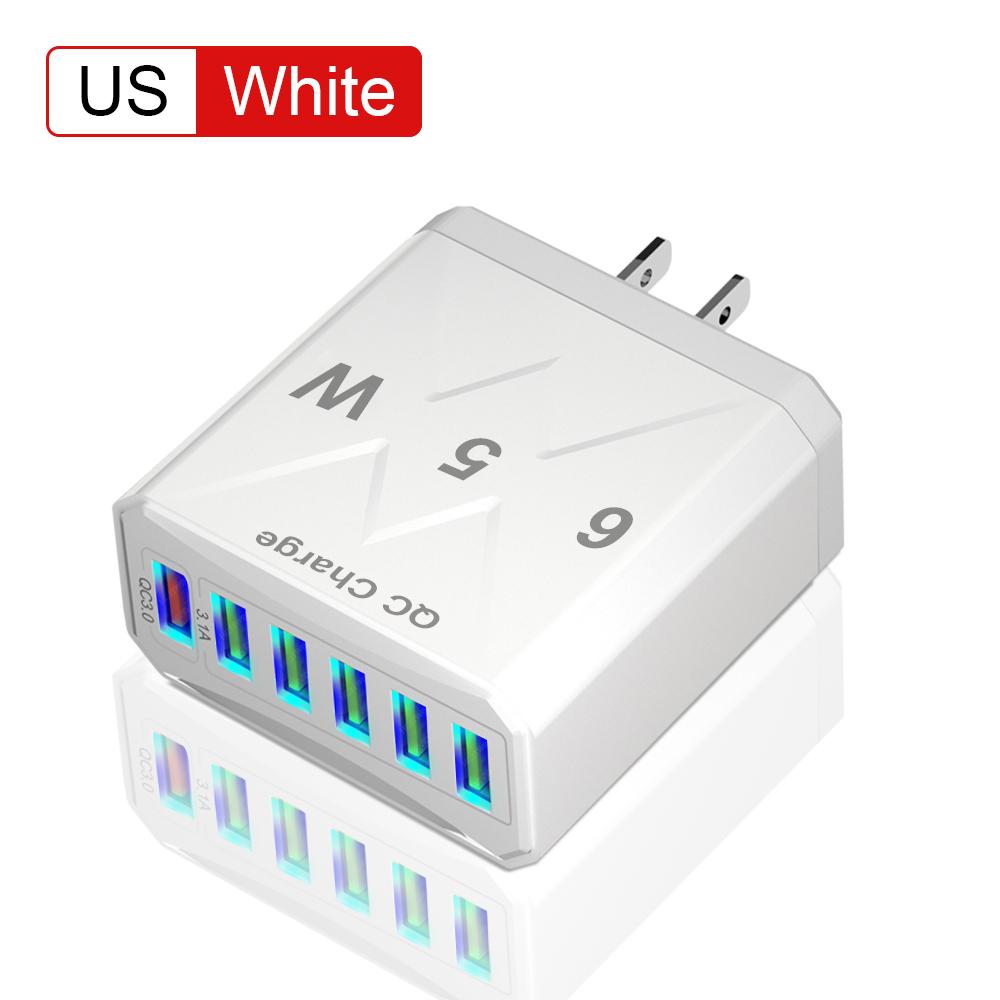 3.1A USB Fast Phone Charger Adapter 6 In1 Mulit Plug Travel Charger For iPhone 13 12 Samsung Xiaomi QC3.0 Quick Charger