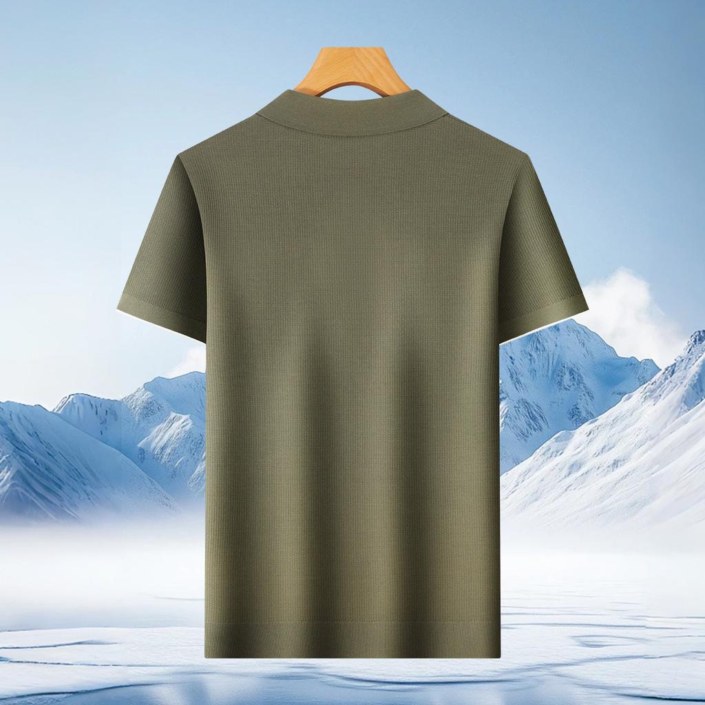[180 count long staple cotton] Light luxury, simple and breathable Polo shirt for men's summer knitted short sleeved T-shirt