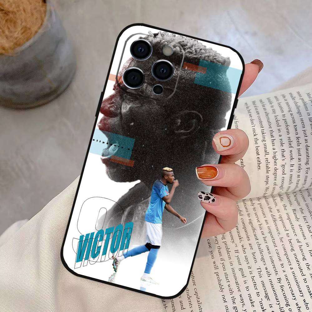 Футбольный V-Victor O-Osimhen Чехол для телефона для iPhone 17,16,15,14,13,12,11 Plus,Pro Max,XS,Мягкий силиконовый черный чехол