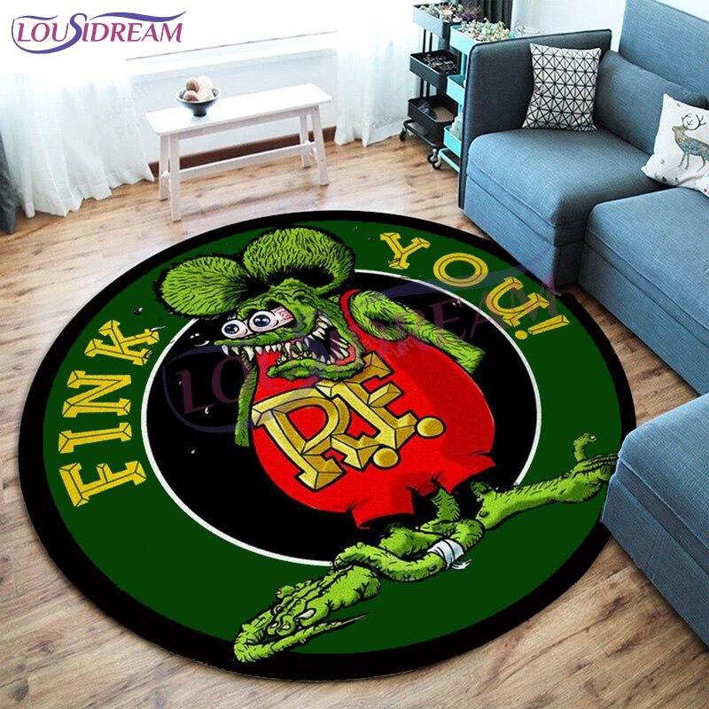 Персонализированный Хот-Род Гараж Круглый Коврик Rat Fink Ковер Ретро Круглый Ковер Декор Гостиной Коврики Коврики для Спальни Коврик Для Стулья
