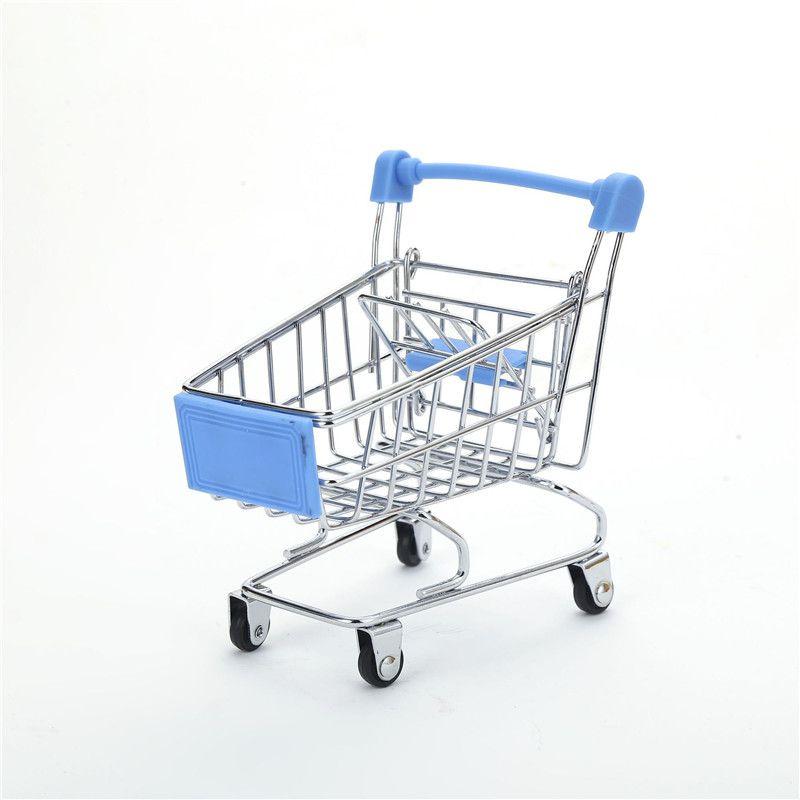 Delightful Mini Metal Shopping Trolley And Multi-functional Basket Toy For Engaging Kids Role Play