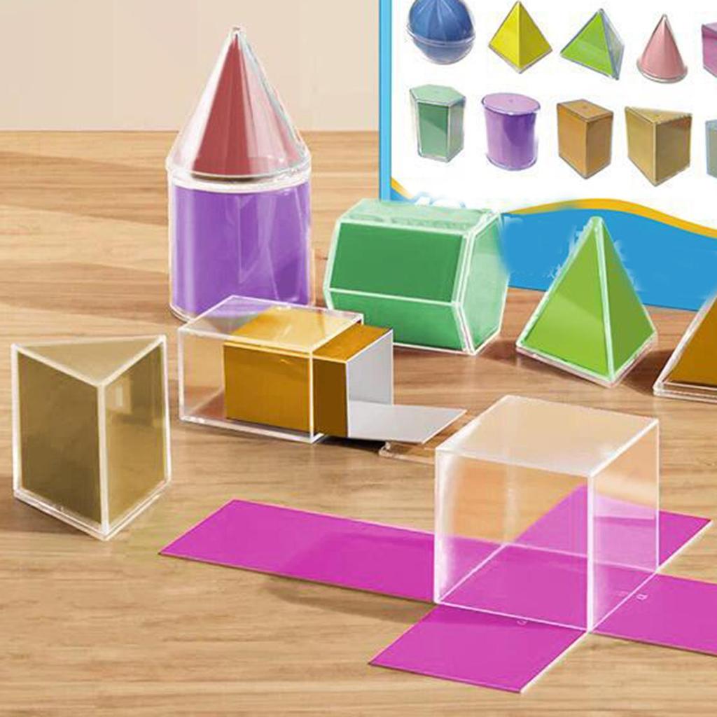 12Pcs Folding Geometric Shapes Learning Toys Teacher Aids 3D Solids Back to School