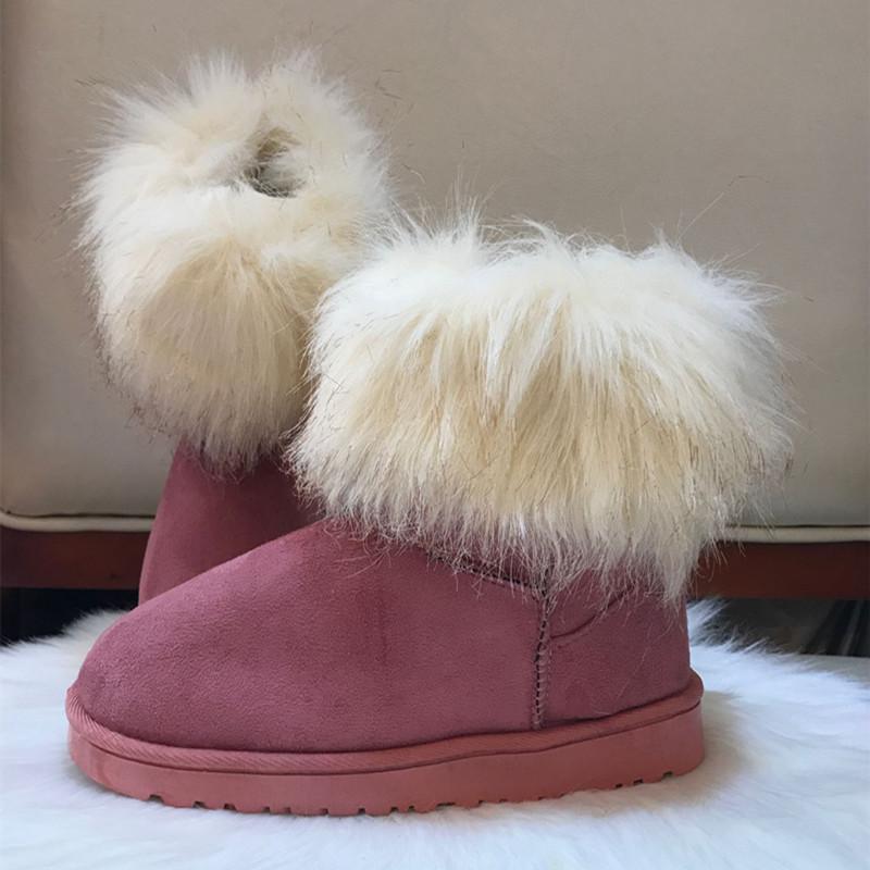 2025 New Snow Boots Women's Medium Tube Snow Boots Cotton Shoes Boots Women's Snow Boots Fox Hair Foreign Trade Women