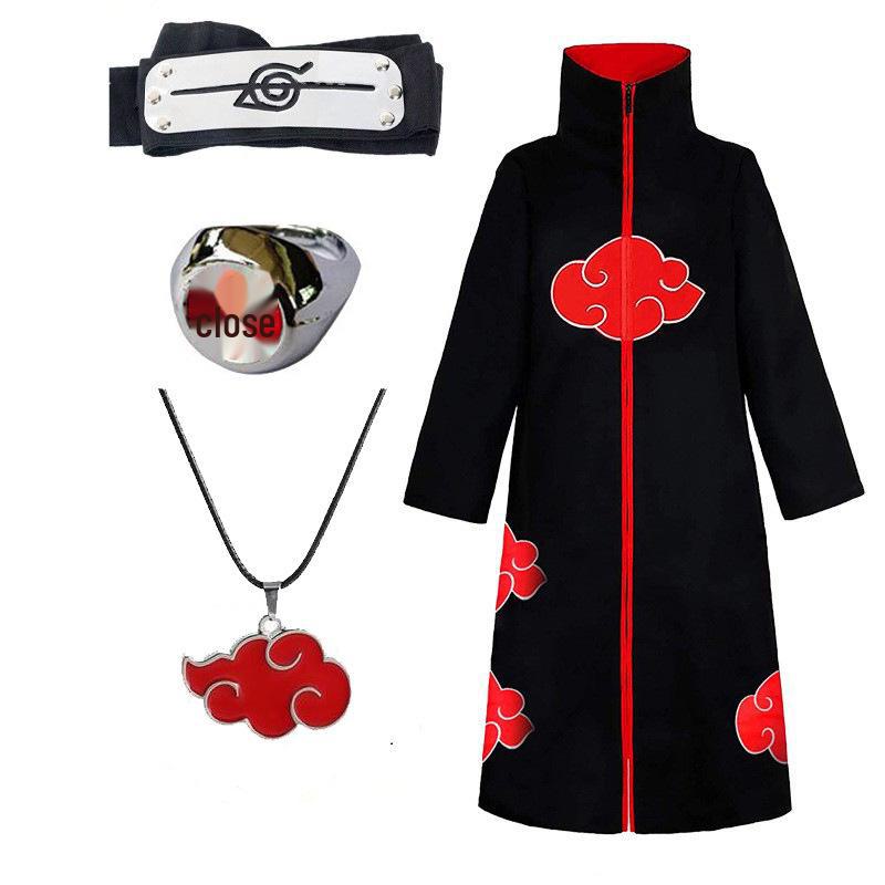 Naruto Akatsuki Red Cloud Cloak - Uchiha Itachi Costume for Halloween.