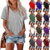 Womens T Shirts Short Sleeve V-Neck Shirts Cute Fit Summer Casual Tee Tops