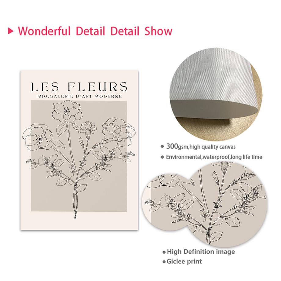 Абстрактная линия листа цветок бежевый черный ботанический настенный художественный холст картины постеры и принты настенные панно для декора гостиной