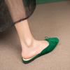 Flats Bow Sandals Summer New Fashion Women Mules Shoes Designer Suede Pointed Toe Slippers Dress Casual Slingback Zapatos Mujer