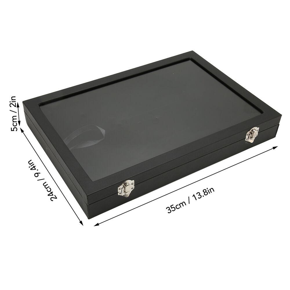 Transparent Glass Cover Medal Display Case Jewelry Case Badge Storage Box Chest Pin Display Box