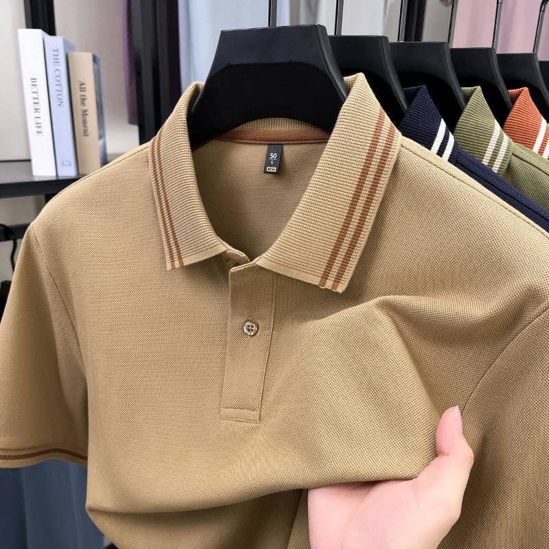 Мужская футболка с коротким рукавом Business Casual Дышащая с воротником-поло Свободный крой Универсальный топ