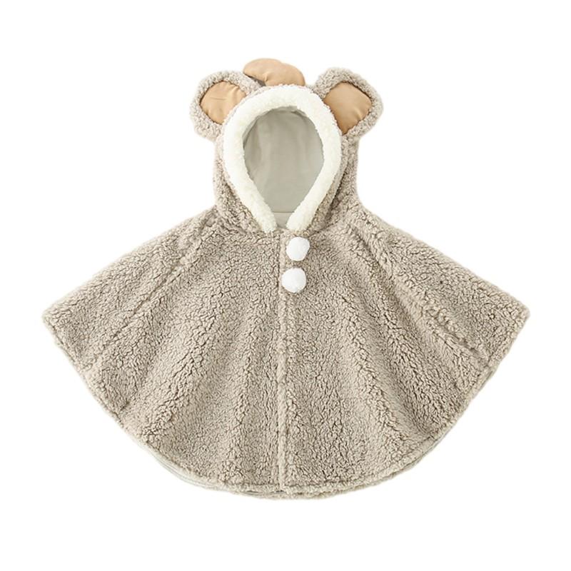 Kids Cape Baby Boys and Girls Hooded Cloak Solid Color Warm Children's Shawl Coat