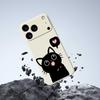 For iPhone 17 Pro Case Love Black Cat Pattern Printing Straight Edge TPU Phone Back Cover