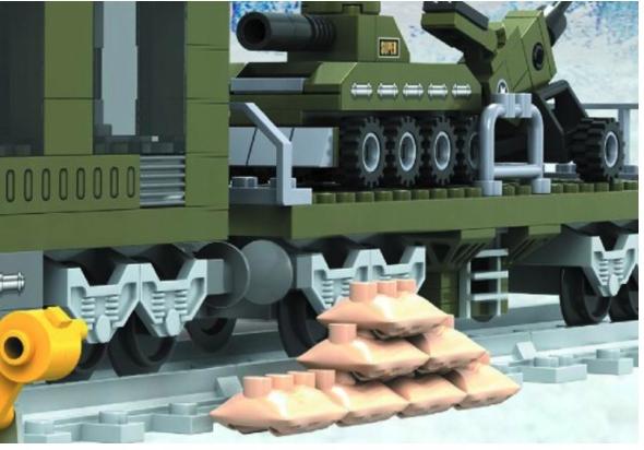 Building Blocks Military Train Green 764 Pieces Gift Set