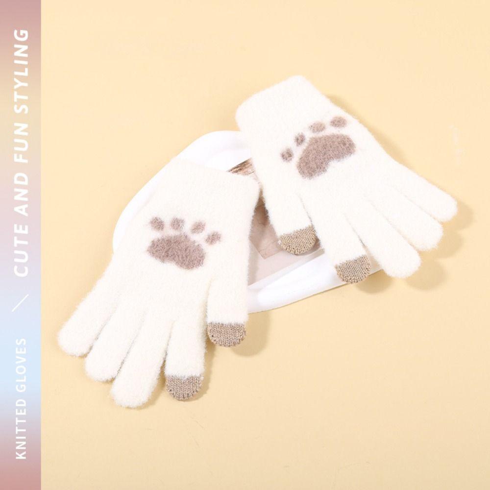 Сенсорные вязаные шерстяные варежки Утепленные перчатки для велоспорта на открытом воздухе Полные пальцы Guantes Женские Мужские