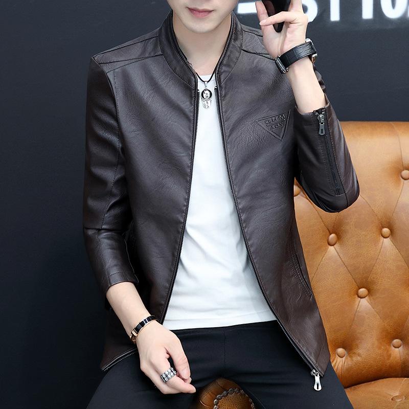 Men's Leather Clothing Spring and Autumn New Black Handsome PU Leather Jacket Korean Version Slim Motorcycle Jacket